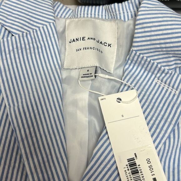 Janie and Jack 100049003 Boy Light Blue Stripe The Seersucker Blazer NWT - Picture 4 of 11